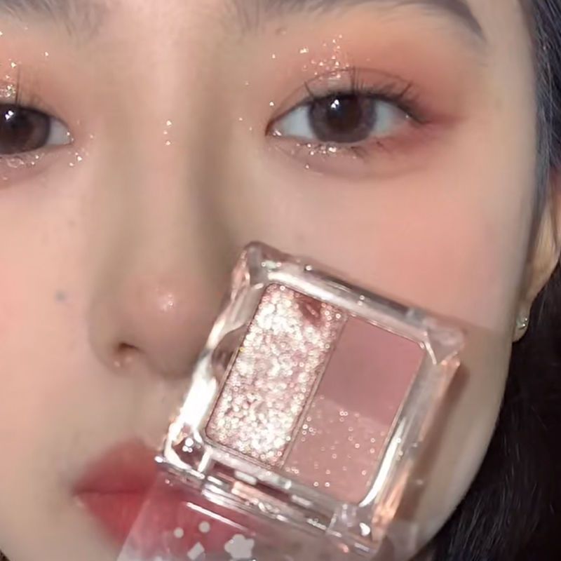 蜜桃狐系三色小萌新眼影盤持久啞光珠光亮片大地色小盤便攜玫瑰女
