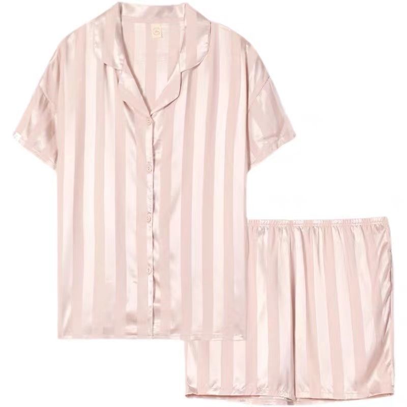 Ice silk pajamas women's  new summer short-sleeved shorts high-quality plus-size summer home service two-piece set