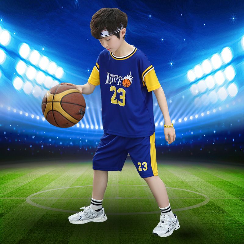 男童套裝夏季新款中大童運動透氣男孩籃球服韓版潮流23號球服套裝