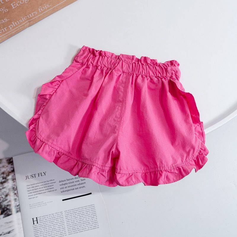 Girls' summer clothes 2022 summer new shorts for small and medium-sized children's foreign style lotus leaf edge lace casual pants children's summer pants