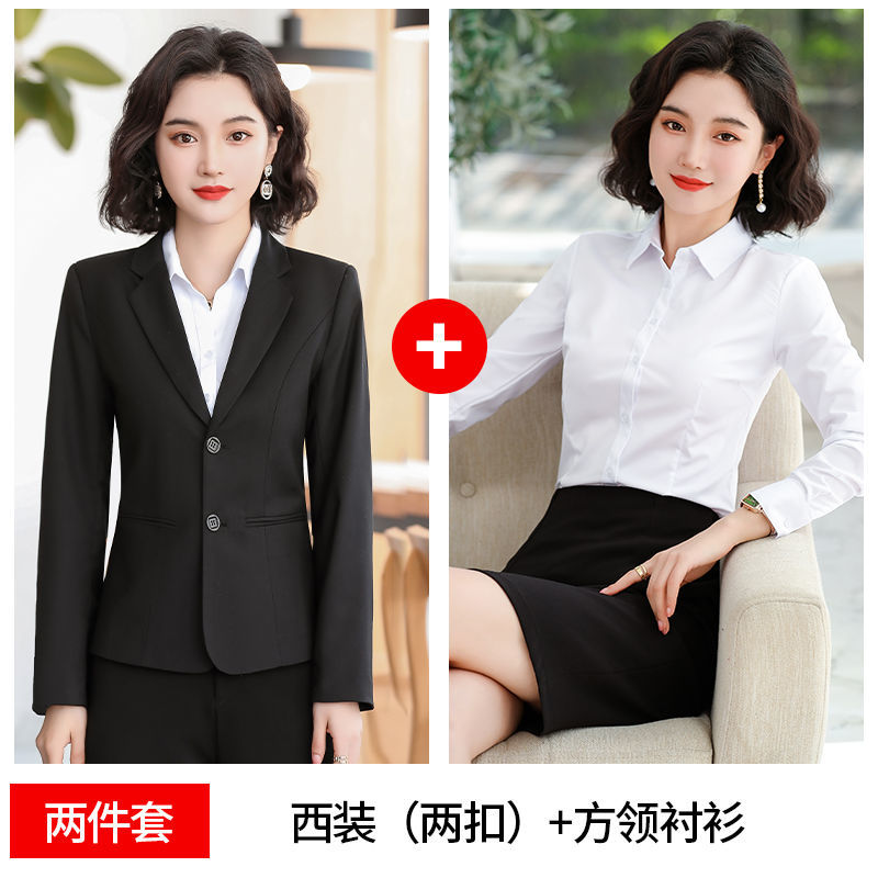 西装外套女韩版正装春夏大学生工作服职业套装气质上衣黑色小西服