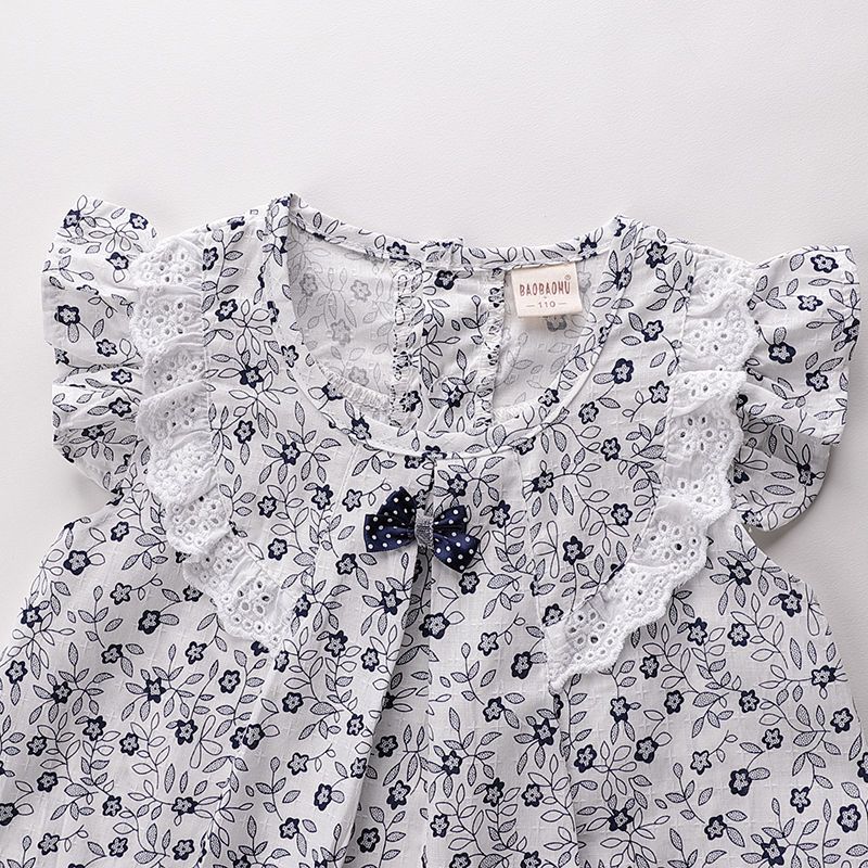 [Pure Cotton] Girls Dress Summer Children  New Thin Section Western Style Casual Versatile Baby Princess Dress