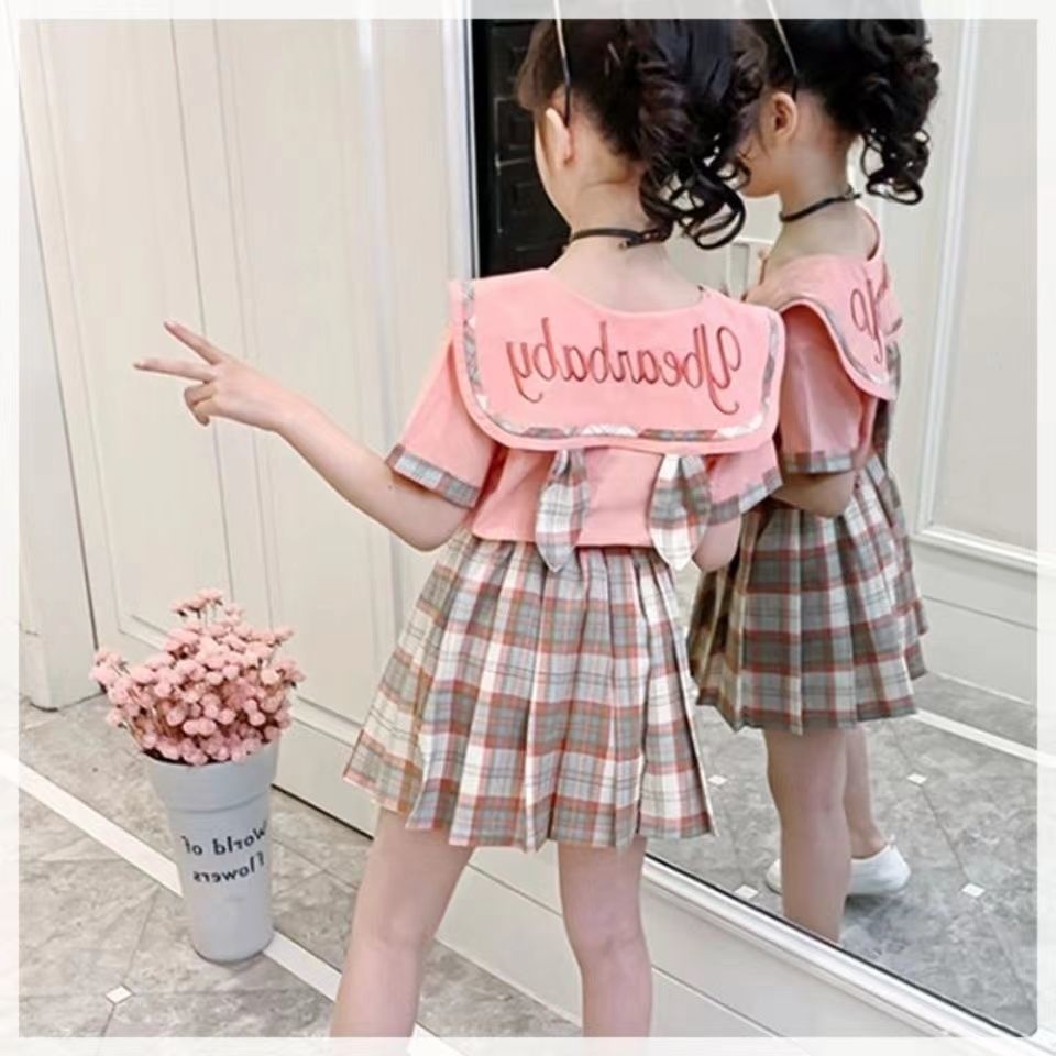 女童jk制服套装夏季童新款洋气童装小女孩学院风儿童套裙两件套潮