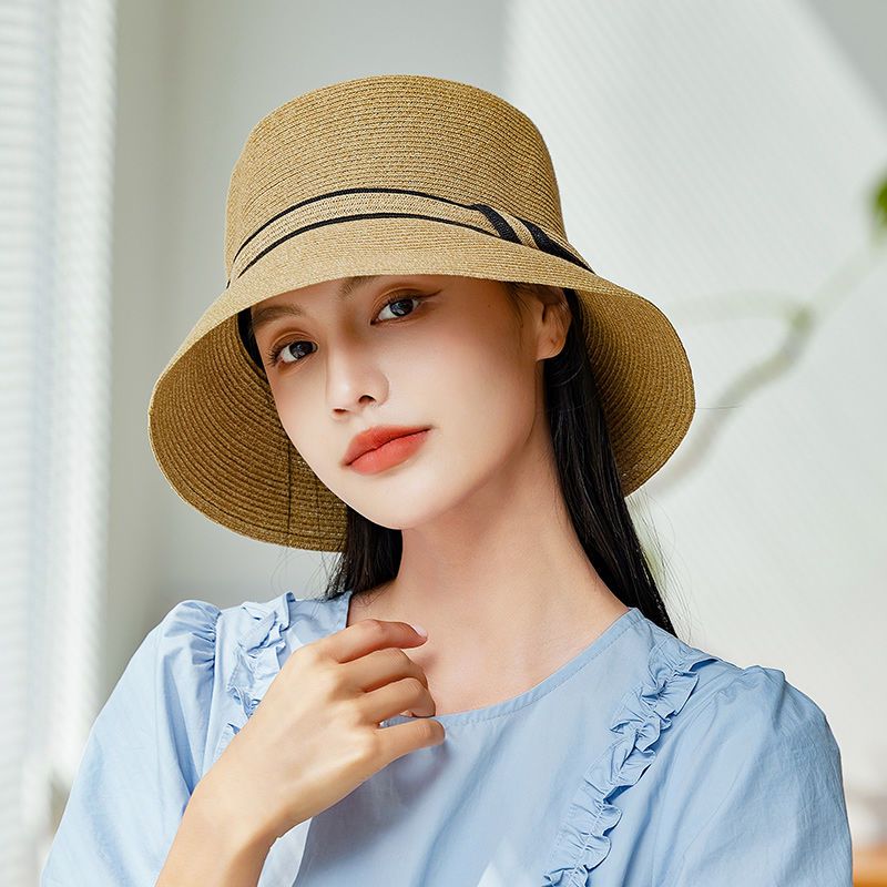 布塔度假风草帽防晒帽子女夏遮脸太阳帽海边沙滩帽大帽檐遮阳帽