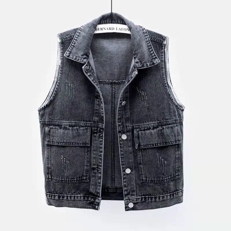2023 spring and summer Korean version of the short all-match denim vest jacket short vest vest sleeveless top female waistcoat female