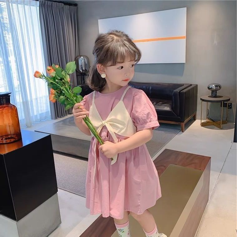 女童夏裝連衣裙2023新款韓版洋氣兒童夏季裙子女孩中小童公主裙潮