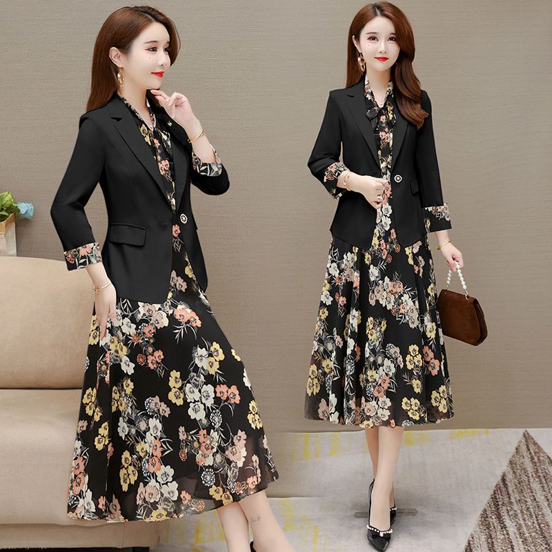 Spring suit 2022 new women's wear fashion quality small suit printed skirt dress your wife two piece set spring