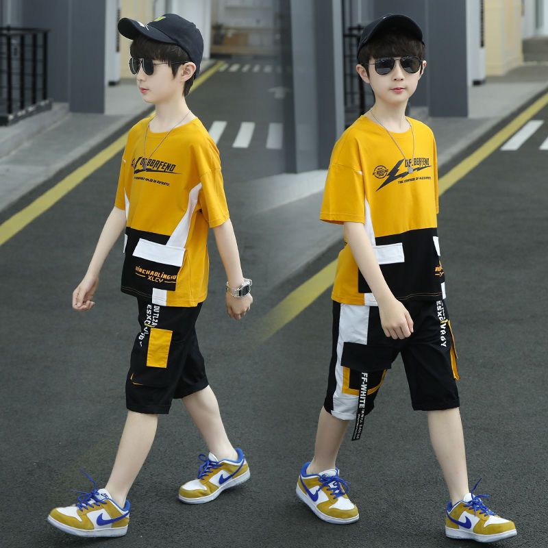 男童夏装运动套装2023新款中大儿童夏季短袖两件套炸街帅气时髦潮