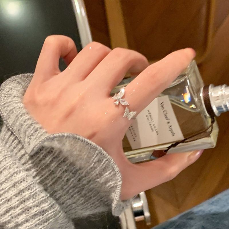 Ice Oxygen Fairy Butterfly Open Ring Fashion Personalized Ring Female Design Niche Luxurious High-end Luxurious Index Finger Ring