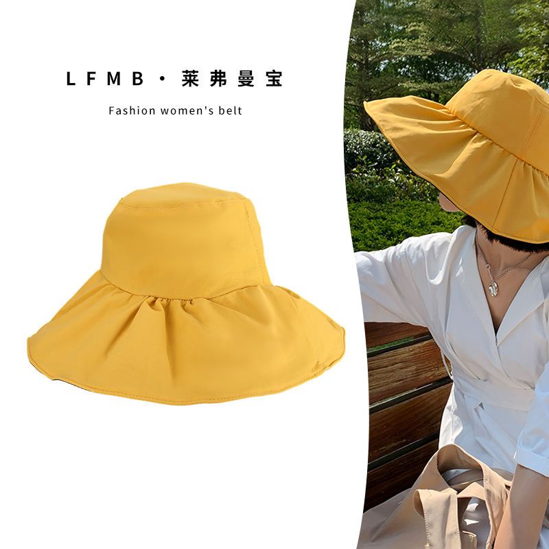 New sun protection hat female Korean version of the big edge fisherman hat UV sun visor spring and summer vinyl cover face sun hat