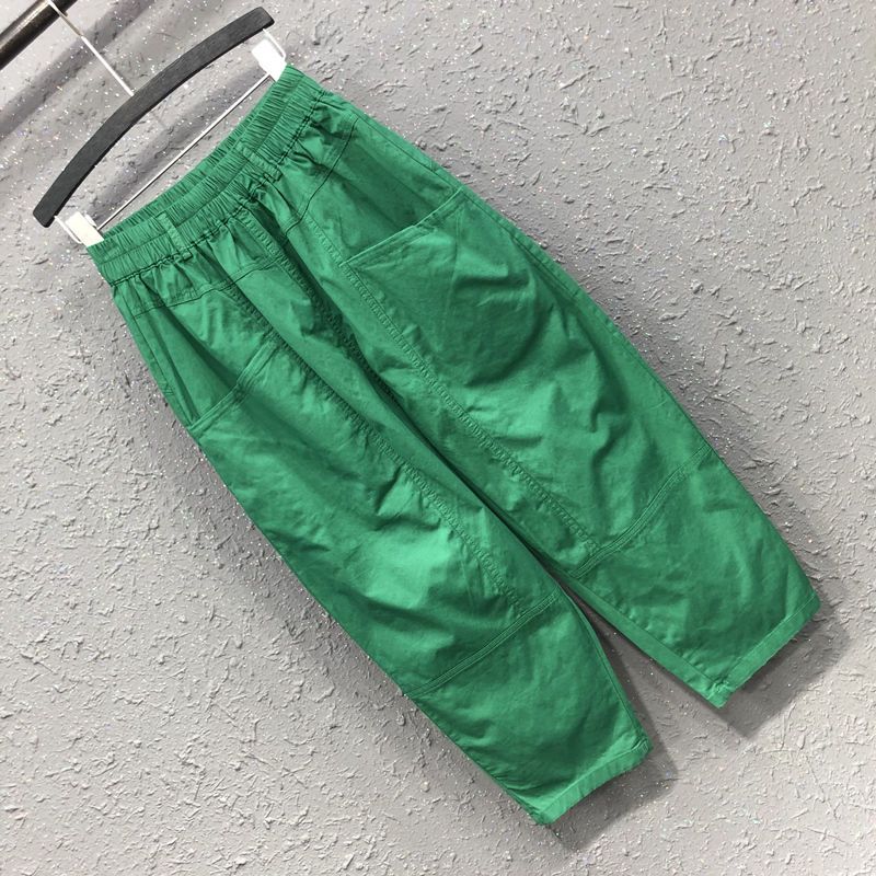 Western-style green wide-leg daddy pants women's  spring and summer new Hong Kong style casual thin eight-point harem pants trend