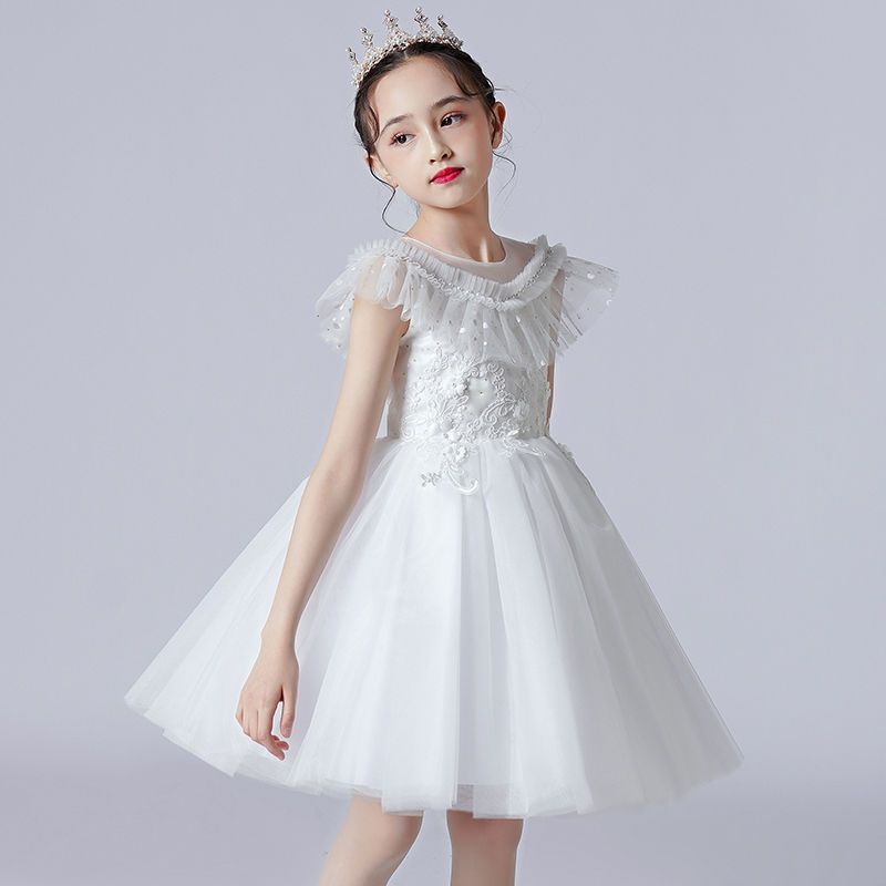 女童礼服女孩夏装高端花童婚礼主持人钢琴演出服蓬蓬纱儿童公主裙