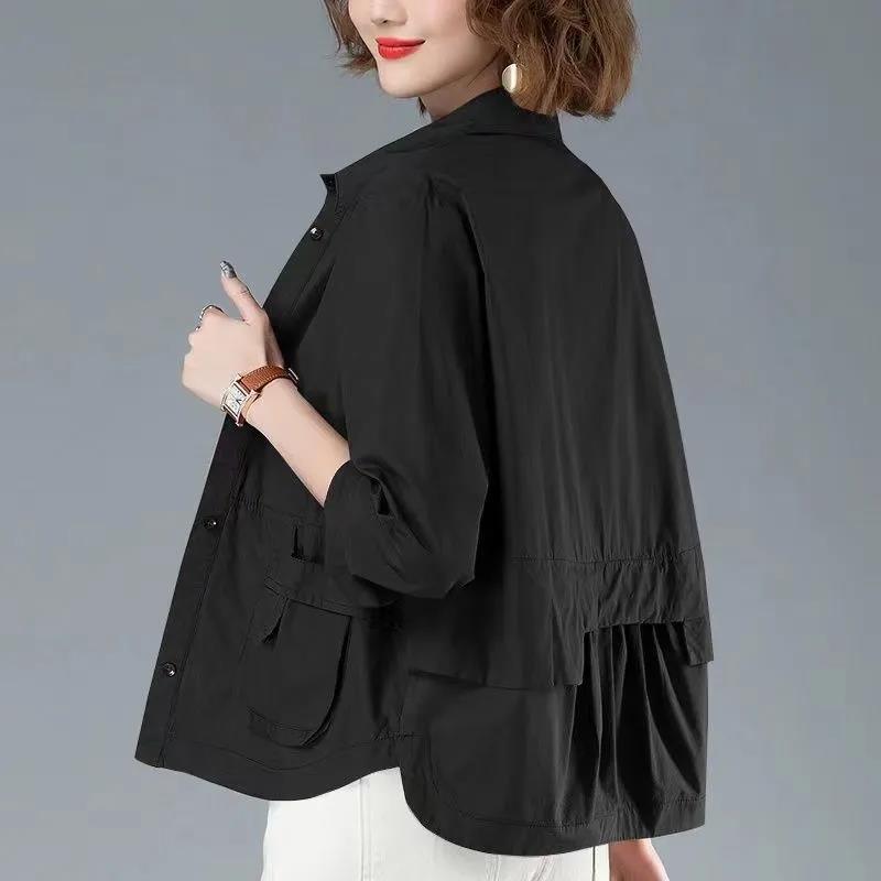 Thin short coat women 2022 spring and summer mother fashion casual cardigan small shirt windbreaker jacket top