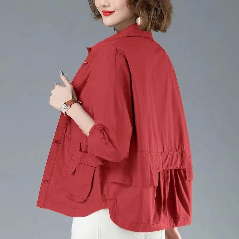 Thin short coat women 2022 spring and summer mother fashion casual cardigan small shirt windbreaker jacket top