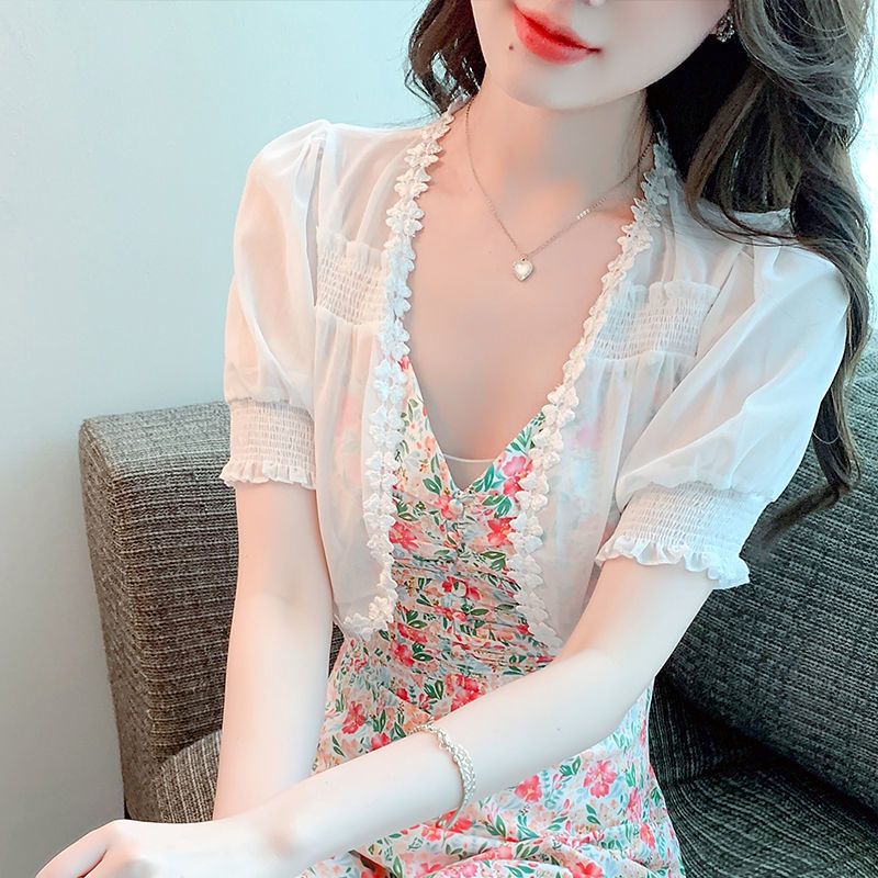 防曬衣女短款2023夏季韓版學生雪紡小披肩百搭坎肩短袖開衫薄外套