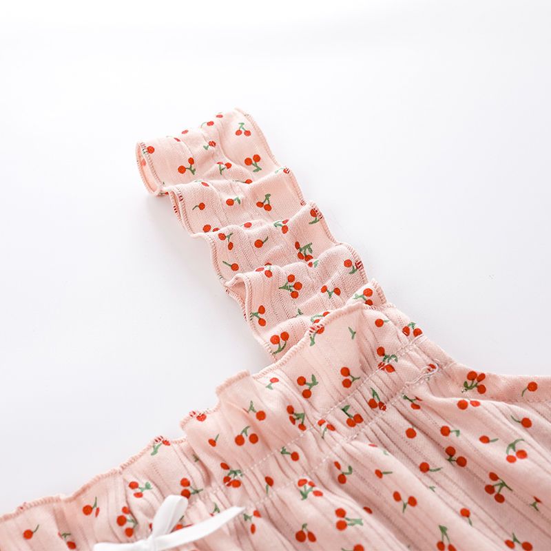 The story of the flower season floral sling nightdress female cherry sweet and cute summer thin pajamas pure cotton home service