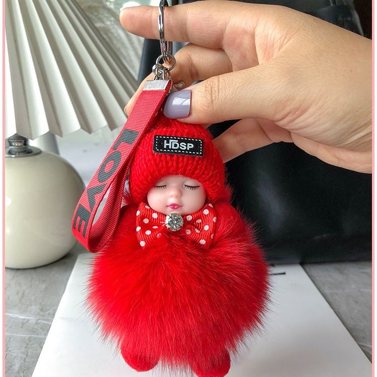 Fox fur ball pendant cute plush doll sleep doll baby car key chain pendant bag Pendant