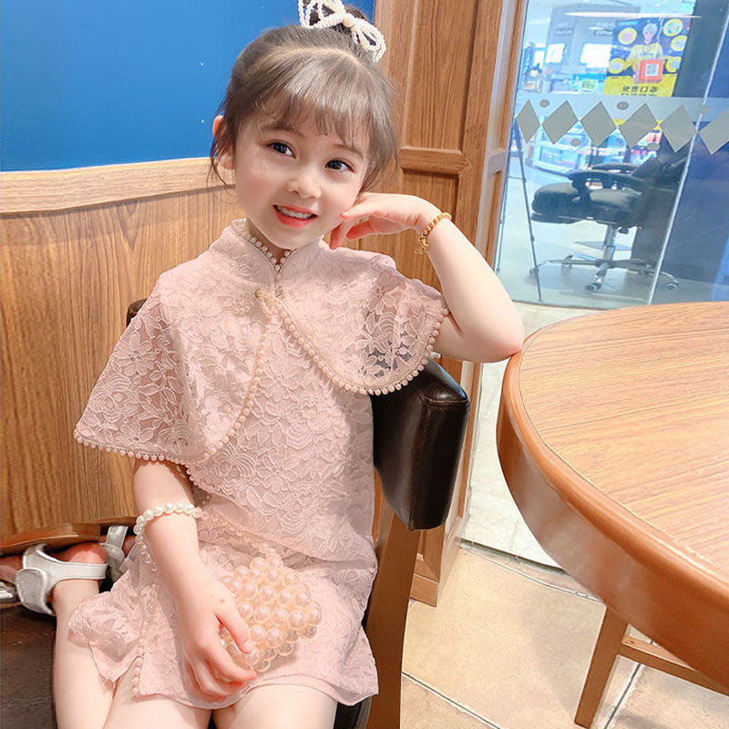 女孩連衣裙套裝新款漢服女童旗袍夏季兒童公主裙2022夏女寶寶裙子