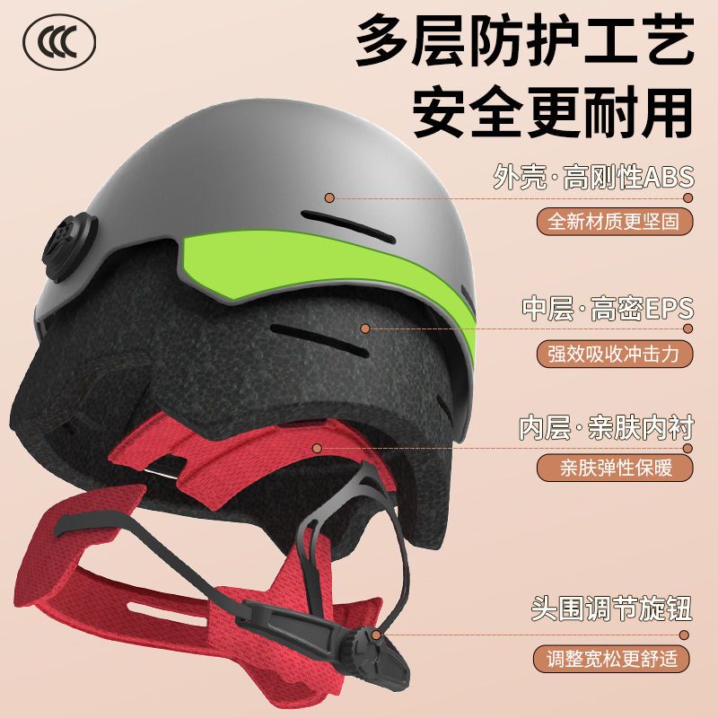 头盔电动车男女3C认证四季通用防晒半盔灰轻便式电瓶车哈雷安全帽