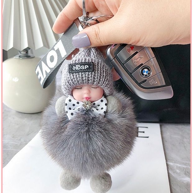 Fox fur ball pendant cute plush doll sleep doll baby car key chain pendant bag Pendant