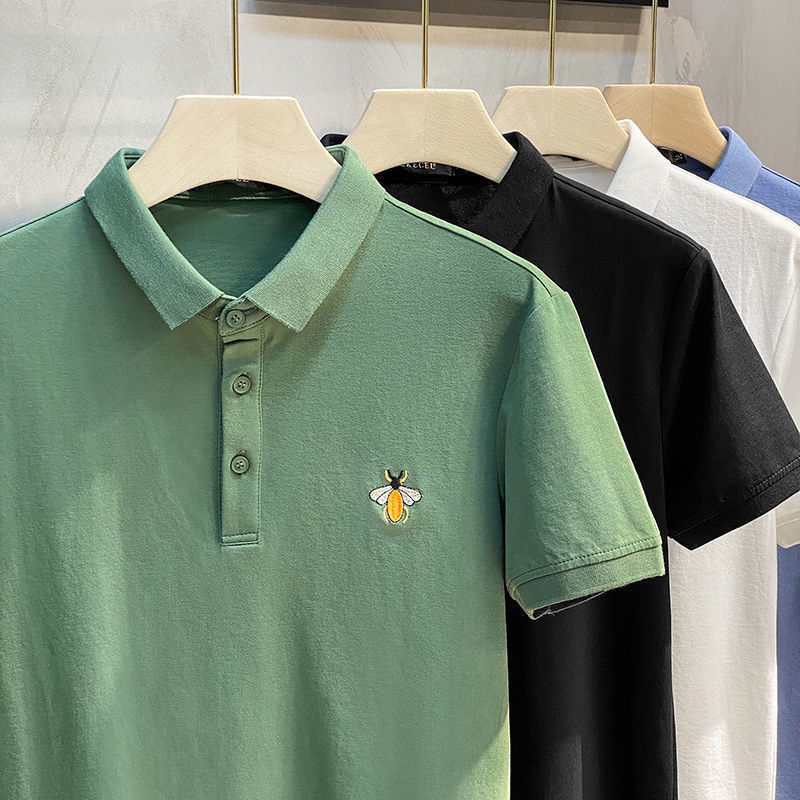 短袖t恤男夏季帥氣刺繡男士半袖polo衫男短袖年輕人翻領百搭刺繡