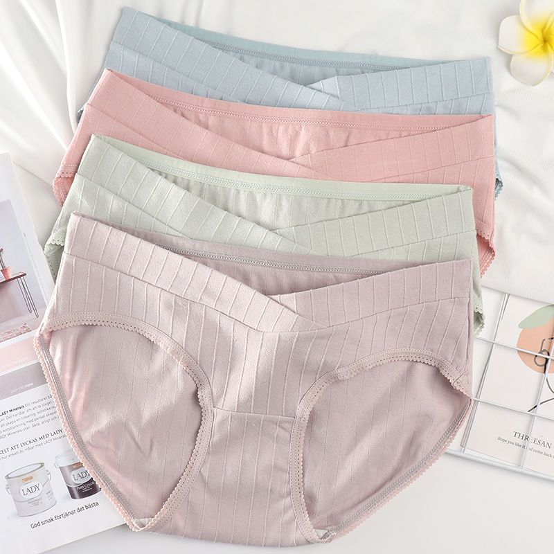 Maternity underwear for women, pure cotton, early, middle and late pregnancy, large size, low-waist, abdominal support, antibacterial and breathable, late pregnancy panties