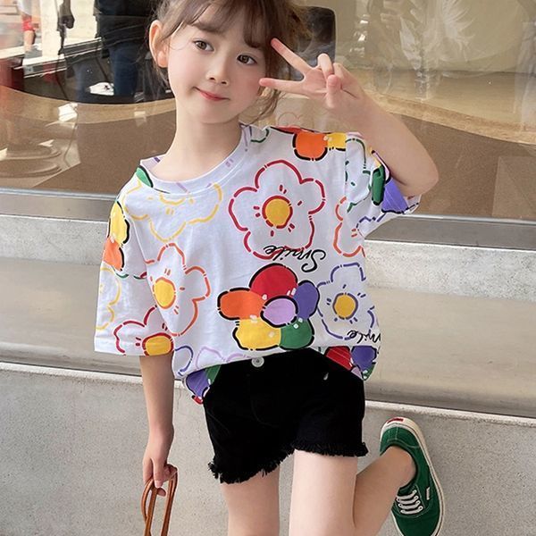 Girls' short sleeve T-shirt summer  new wide version foreign style summer children's T-shirt little girls' half sleeve top fashion