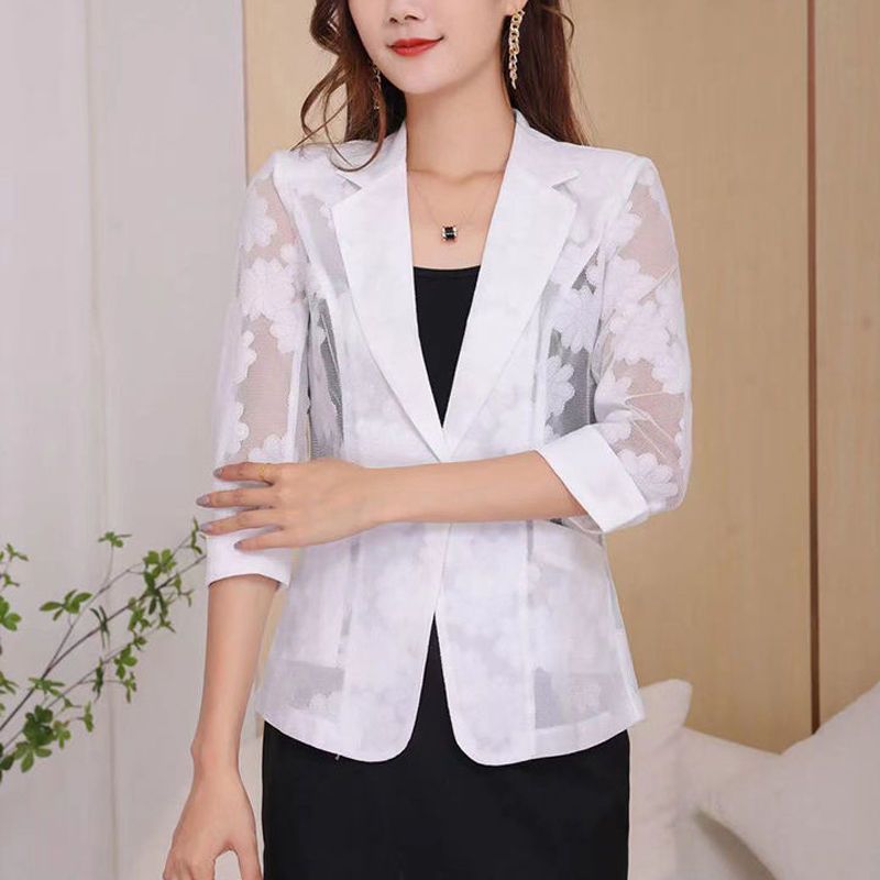 Small suit jacket women's spring and summer all-match high-end style hot style fashion western style upper-grade three-quarter sleeve suit sunscreen shirt