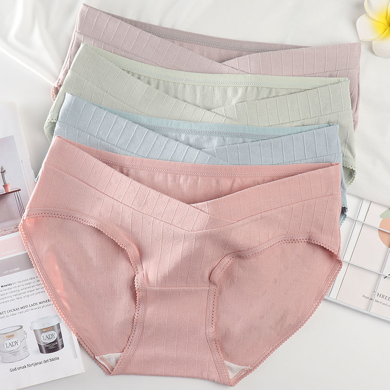 Maternity underwear for women, pure cotton, early, middle and late pregnancy, large size, low-waist, abdominal support, antibacterial and breathable, late pregnancy panties