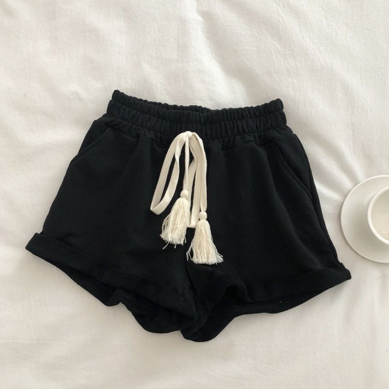 Summer 2022 new loose ins fashion home high waist curling casual sports shorts women's wide leg A-line hot pants