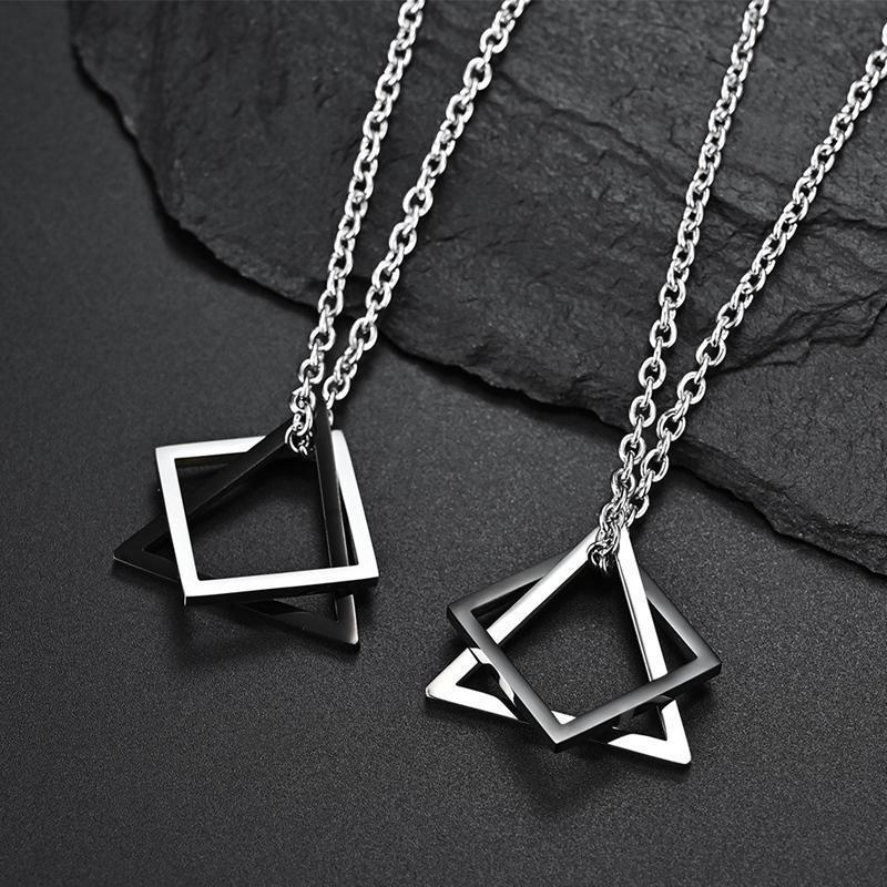 Geometric necklace couple tide ins cold wind hip-hop couple girlfriends simple tide brand all-match creative net red pendant