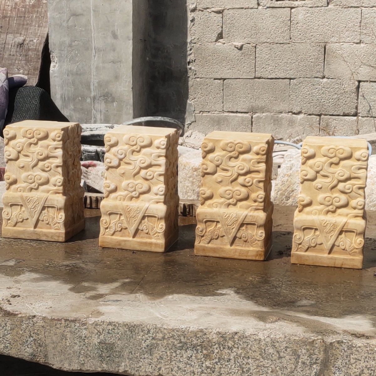 石柱汉白玉祥云柱石雕仿古做旧柱子石墩柱墩室内花园摆件园林花架