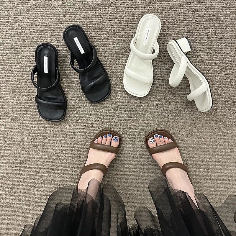 ins設計感小眾高跟鞋涼鞋法式復古瑪麗珍涼拖拖鞋女外穿女鞋夏款