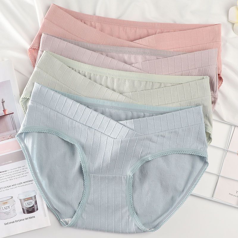 Maternity underwear for women, pure cotton, early, middle and late pregnancy, large size, low-waist, abdominal support, antibacterial and breathable, late pregnancy panties