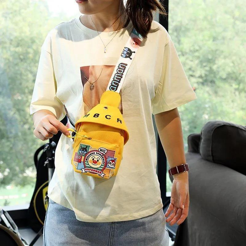網紅卡通帆布小包包女2021新款潮韓版森系兒童單肩斜挎包胸包女包