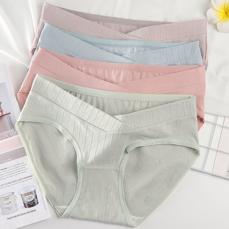 Maternity underwear for women, pure cotton, early, middle and late pregnancy, large size, low-waist, abdominal support, antibacterial and breathable, late pregnancy panties