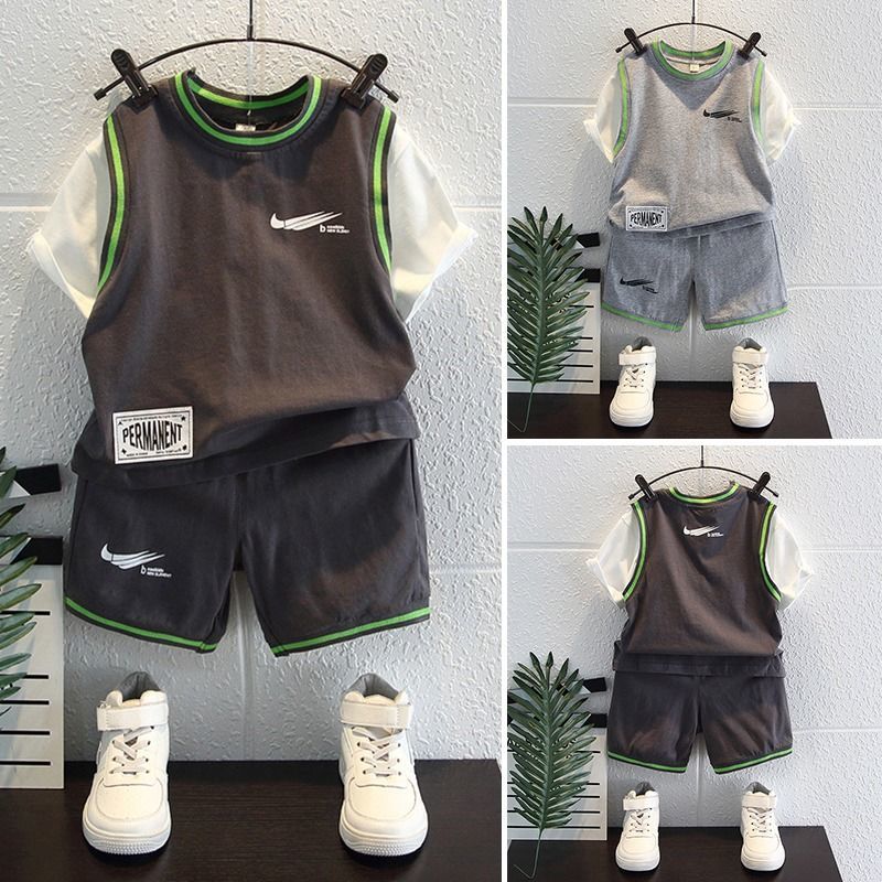 男童夏裝運動套裝2022新款洋氣寶寶韓版小兒童帥氣夏季短袖衣服潮