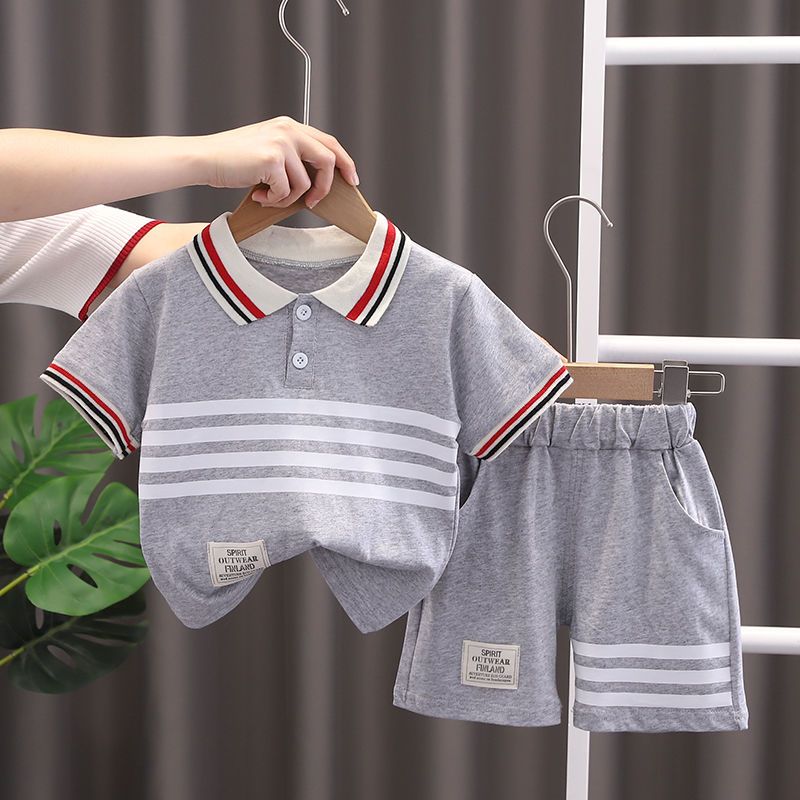 男童夏裝短袖套裝2023新款洋氣男孩寶寶衣服潮兒童時髦帥氣兩件套