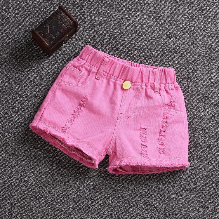 Girls' summer denim shorts 2022 middle and big children's cotton three-point pants baby summer shorts loose thin