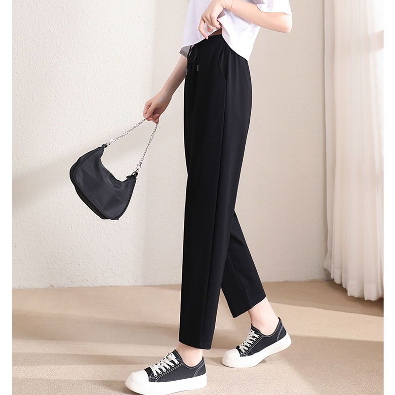  new casual pants women's pants look thin and versatile thin large loose summer nine point harem cotton linen pants