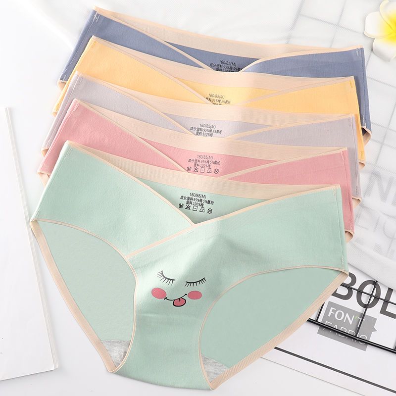 Maternity underwear for women, low-waisted, belly-supporting, pure cotton, thin, 3-9 months, middle and late pregnancy, large size, traceless, pregnancy panties