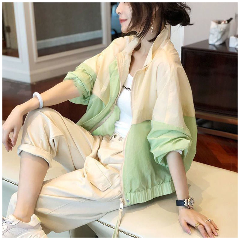 Casual sports style short jacket tops for women trendy ins age-reducing thin sun protection clothes spring and summer  new style