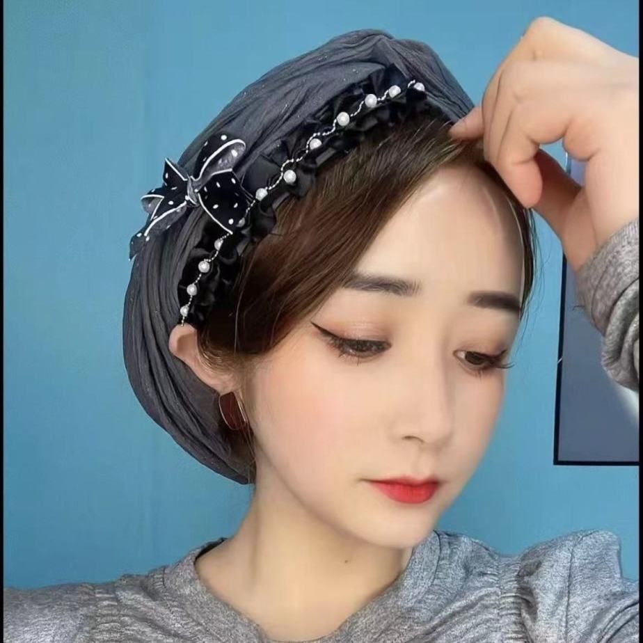 Muslim hot style summer thin breathable head cap striped hat Hui ladies bow headscarf hat