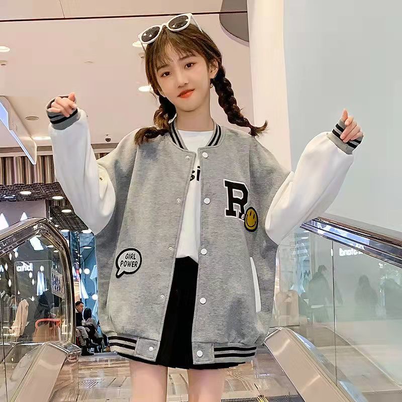 女童外套2022新款韩版洋气儿童春秋网红棒球服夹克中小学生衣服女