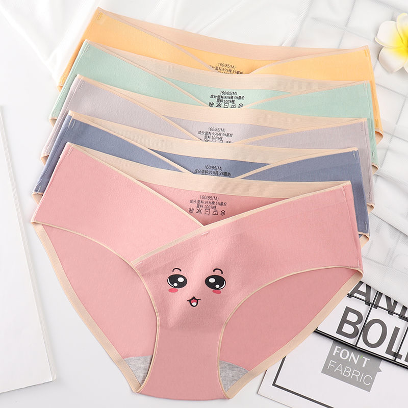 Maternity underwear for women, low-waisted, belly-supporting, pure cotton, thin, 3-9 months, middle and late pregnancy, large size, traceless, pregnancy panties