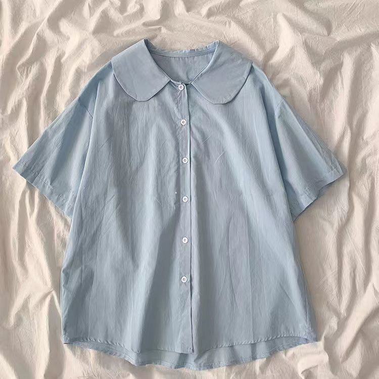 Short sleeve shirt female students summer new Korean version of loose short coat design sense niche fashion sweet shirt