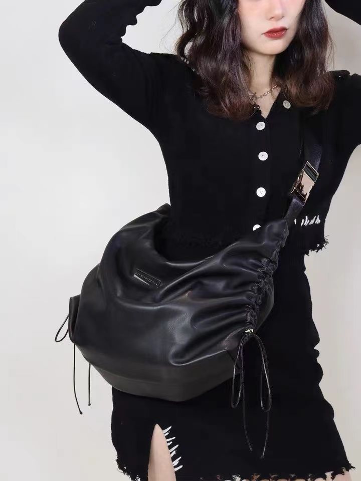 路小船原創y2k辣妹大托特軟皮千鳥格單肩通勤斜挎大容量酷包包