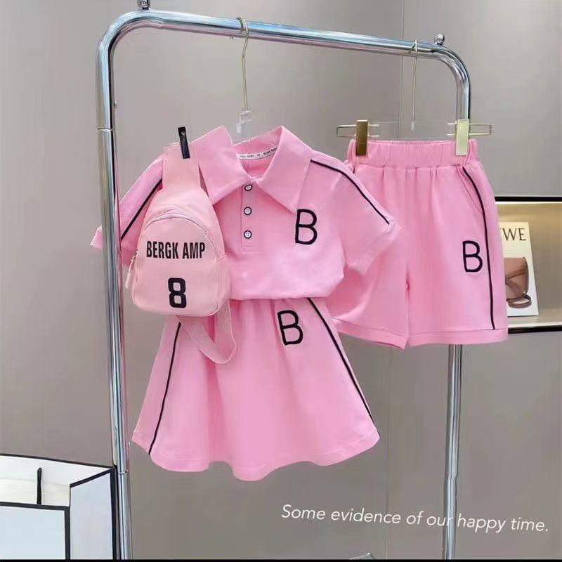 Girls' summer suits 2022 summer new children's skirts in big children's foreign style Korean version of POLO shirt two-piece trendy
