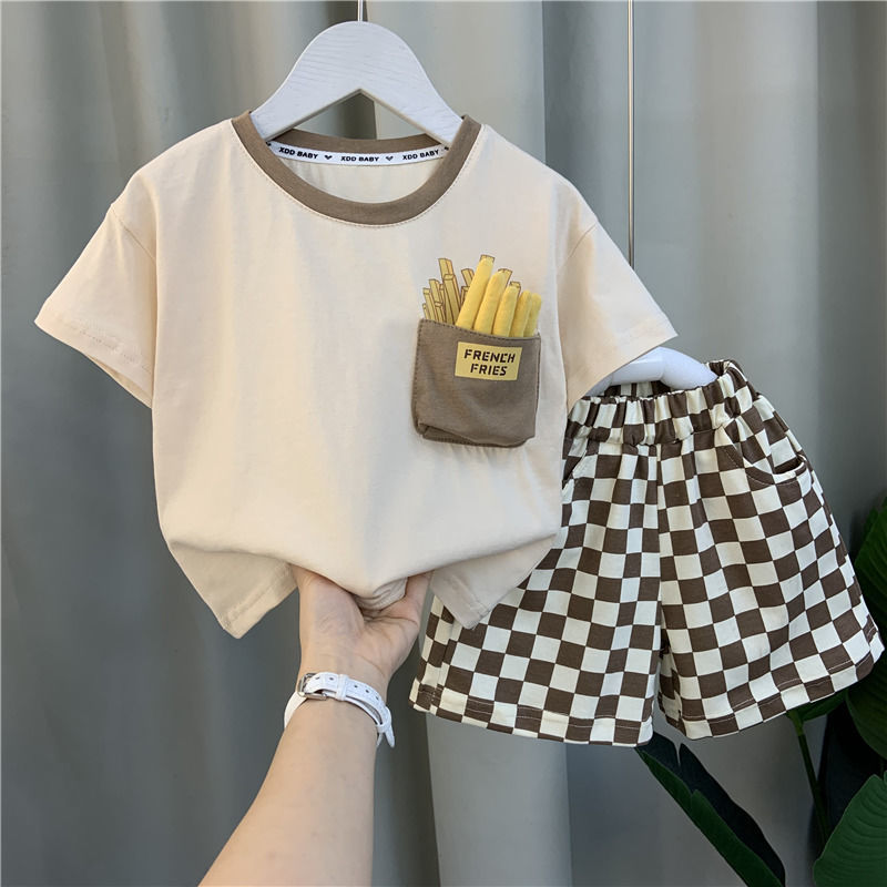男童夏裝套裝2022新款男孩寶夏季網紅時髦衣服兒童酷帥短袖兩件套