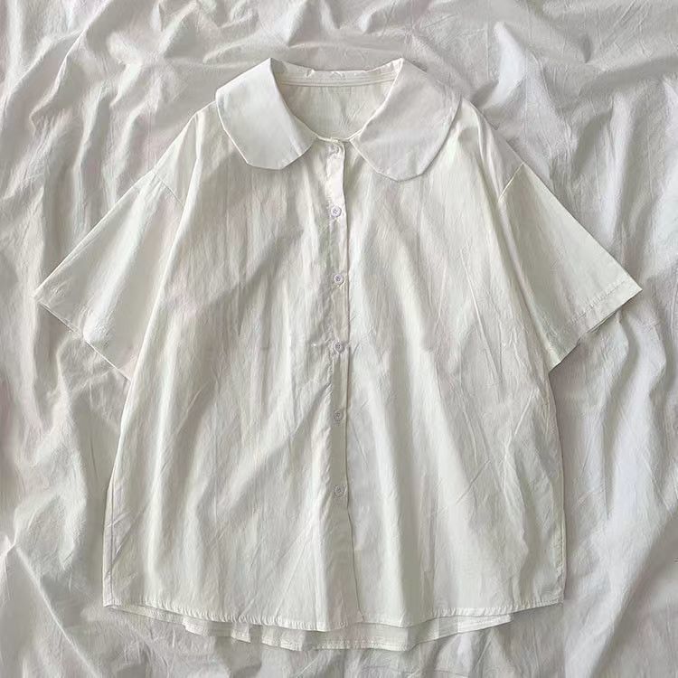 Short sleeve shirt female students summer new Korean version of loose short coat design sense niche fashion sweet shirt
